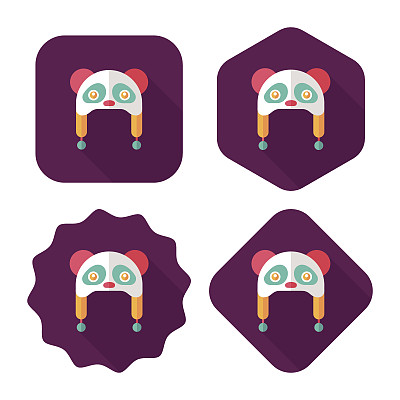 婴儿帽扁平图标与长影子，eps10图片下载