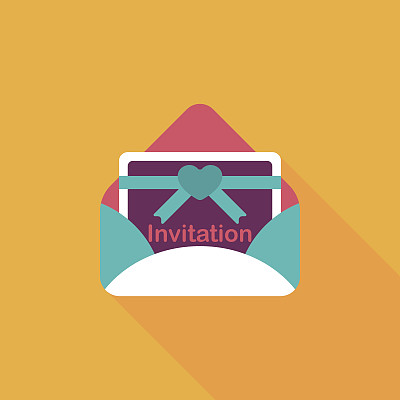 婚礼邀请与长影子的平面图标，第10集图片下载