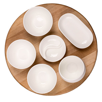 正上方白色背景的木制托盘图片下载