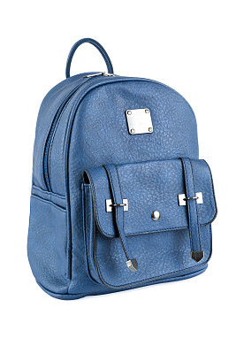 蓝色背包孤立在白色背景上图片下载