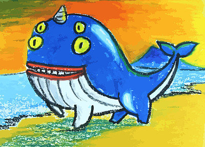 4眼鲸与角画图片下载