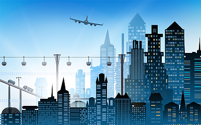 交通繁忙的城市道路和高速公路图片下载