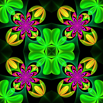 美丽的对称图案的花瓣分形设计。图片下载