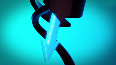 抽象3D背景旋转深蓝色和青色箭头图片下载