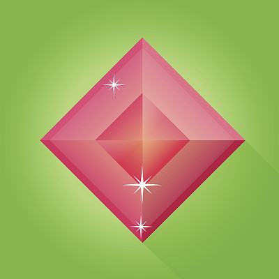 红宝石向量在绿色背景，红宝石向量，红色宝石，宝石图片下载