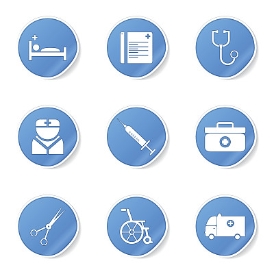 医院健康蓝色矢量按钮图标设计集图片下载