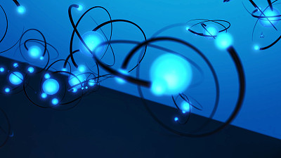 摘要三维背景青色和蓝色旋转球体图片下载