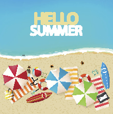 顶视图的热带海滩矢量设计图片下载