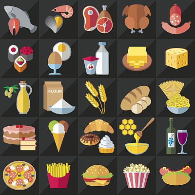 食物平面图标套装图片下载