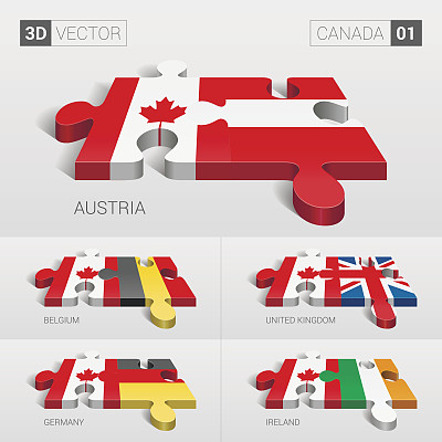 加拿大国旗。3d矢量拼图。01。图片下载