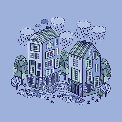 卡通的房子。色彩鲜艳的矢量图。图片下载