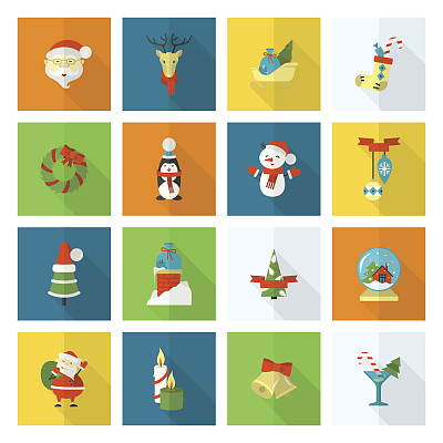 圣诞节和冬季图标收藏图片下载