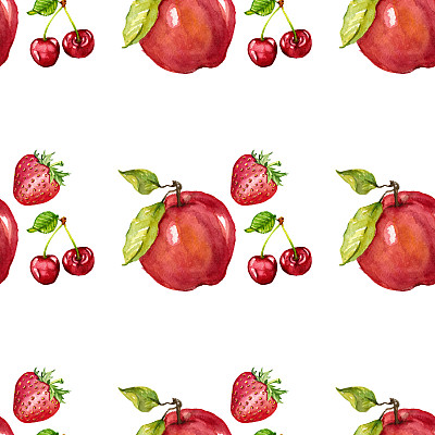 水彩无缝图案与水果图片下载