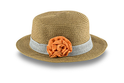 棕色草帽孤立在白色背景上图片下载