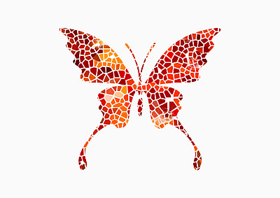 抽象的蝴蝶，由色块组成。图片下载