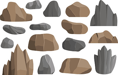岩石和石头矢量图标素材图片