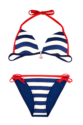 条纹泳衣孤立在白色背景图片下载