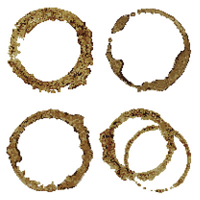 一组现实的咖啡点和斑点在白色的背景图片下载