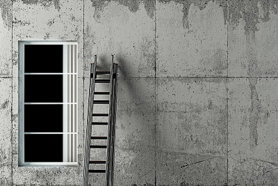 混凝土墙上的梯子图片下载