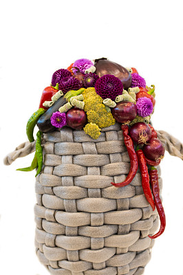 季节鲜花和蔬菜花束图片下载