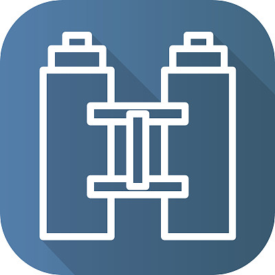 双筒望远镜平线性长阴影图标。图片下载