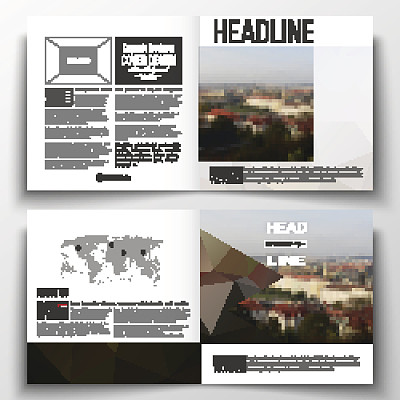 矢量集方形设计宣传册模板。多边形背景、模糊图片下载