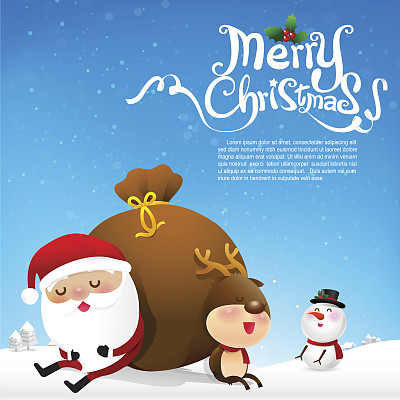 圣诞短信和圣诞老人卡通睡伴礼物图片下载