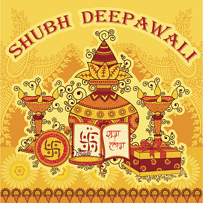 排灯节装饰kalash和diya的光节日的印度图片下载