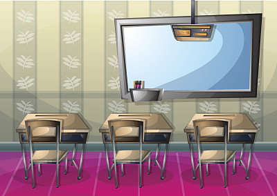 卡通矢量插图室内教室与分离的层素材图片