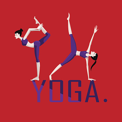 美丽的女人在各种瑜伽姿势图片下载