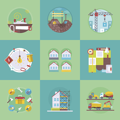 矢量建设平面横幅设置图片下载