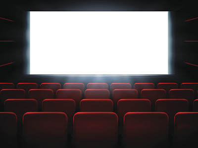 电影电影首映海报设计与白色屏幕。向量的背景。素材图片