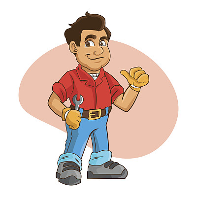 管道服务。水管工卡通设计。矢量图形图片下载