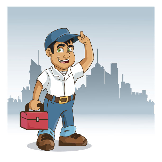 管道服务。水管工卡通设计。矢量图形图片下载