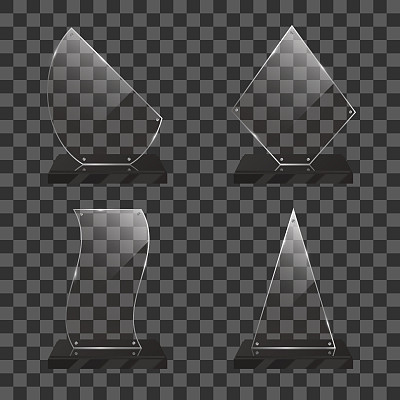 一套现实的玻璃奖杯奖项图片下载