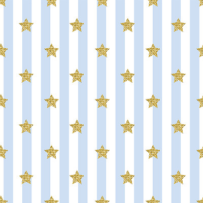 无缝黄金亮星图案上的蓝色srtipe背景图片下载