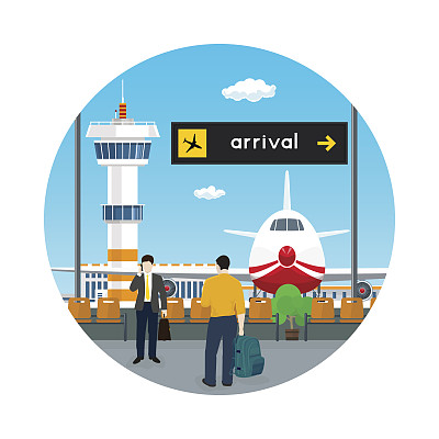 图标候机室与人在机场素材图片