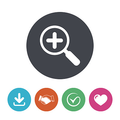 放大镜玻璃标志图标。缩放工具。导航图片下载