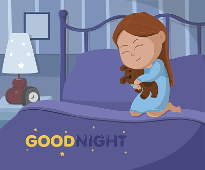 可爱的小女孩坐在床上图片下载