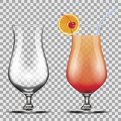 斟满鸡尾酒的空杯子图片下载