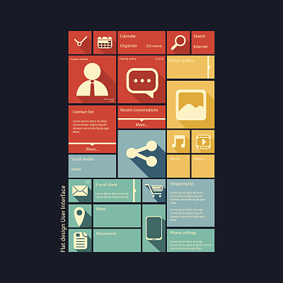 现代平面设计中的智能手机或平板电脑图形用户界面图片下载