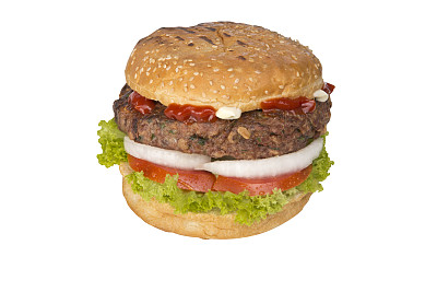 汉堡孤立在白色背景。图片下载