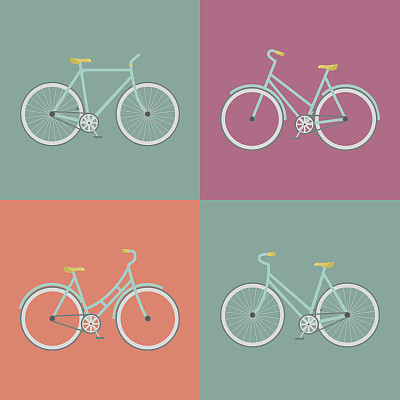 现代平面插图的复古自行车图片下载