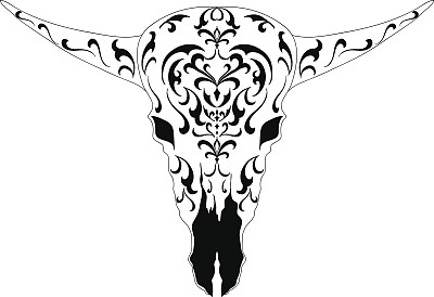 手绘野牛头骨美洲土著图腾图片下载