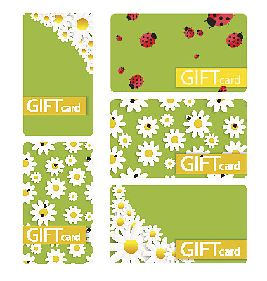 抽象美丽的礼品卡设计集，矢量插图图片下载