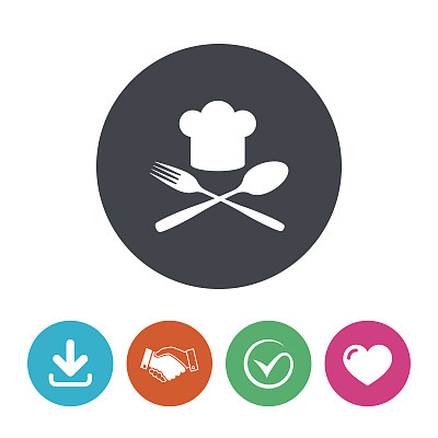 厨师帽标志图标。烹饪的象征图片下载