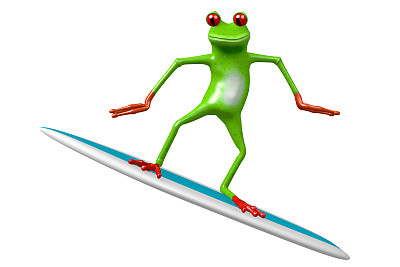 冲浪- 3D青蛙图片下载