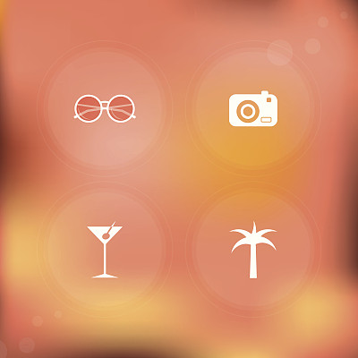 夏天图标。模糊的背景图片下载