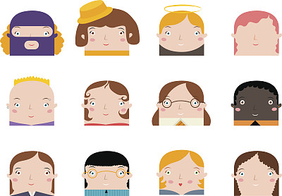 一组不同的人白色的背景。图片下载