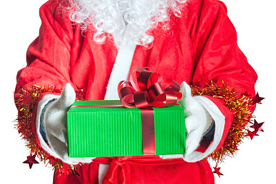 圣诞老人独自抱着礼物图片下载